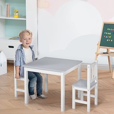 Kids Table and Chair Set 3 Pieces Toddler Study Desk for Writing Drawing Grey