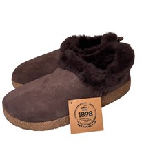 HAFLINGER Iceland Clog Slippers Size 43 Mens Coffee Lambskin Shearling NEW