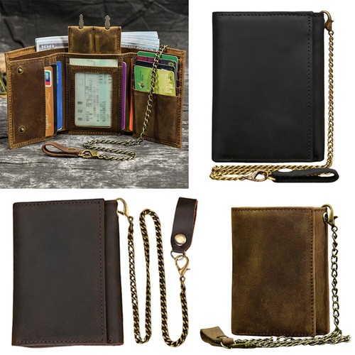 Men leather tri fold - tri-fold, vintage