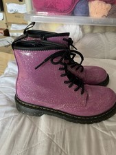 Doc Martens 1460 Youth Glittery Pink Leather Boots Excellent Condition Uk3/36