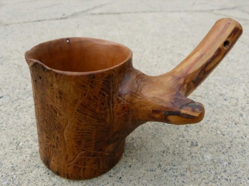 Vintage carved burl wood canoe - wood,