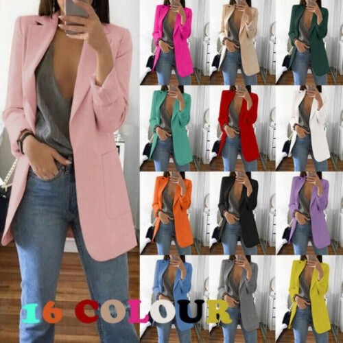 Women long collar blazer - long,