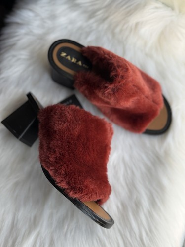 Zara faux fur block heel - faux,