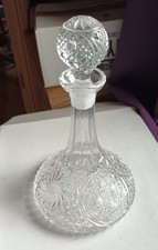 A Fine Vintage  Crystal Cut/bohemian  Glass Captains Ships Decanter with Stopper
