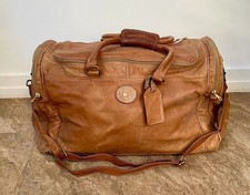 VINTAGE "COLOMBIAN" LEATHER HOLDALL DUFFLE BAG - TAN - c/w SHOULDER STRAP