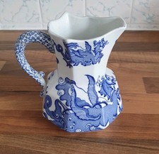  c1845 Antique Masons Ironstone Blue Dragons Pattern Hydra Jug