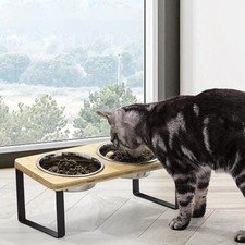 Cat Dog Bowl Elevated Raised Feeder Pet Food Feeding Bowl High-Foot Tilted Stand
