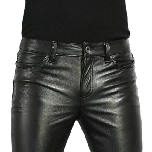 Men faux leather pants - men's,