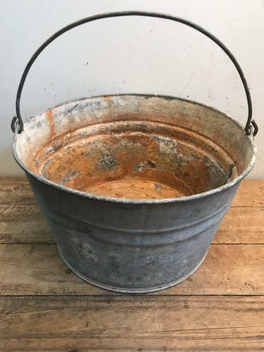 Old galvanized metal bucket - old,