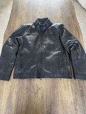 Barbour International 1936 Black Soft Leather jacket Slim Fit, Large, Black