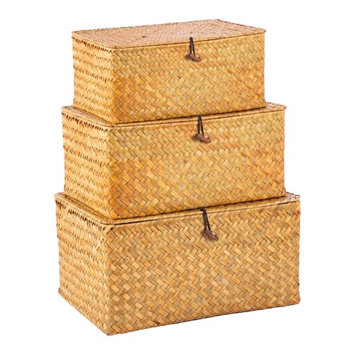 3pcs woven seagrass storage - 3pcs,