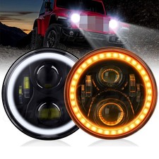 Pair 7" Inch Round Headlight 9003 For Land Rover Defender 90 110 LED Headlights