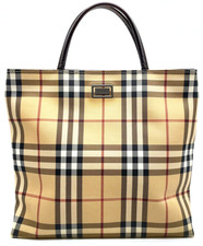 Auth Burberry Nova Check PVC Leather Beige Handbag NS100479