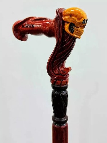 Skull cane wooden walking - cane,