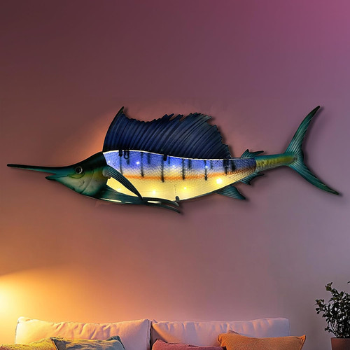 Metal fish wall art large - metal, art,36"