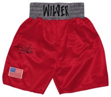 Deontay Wilder Signed Red Custom Boxing Trunks - (BECKETT COA)