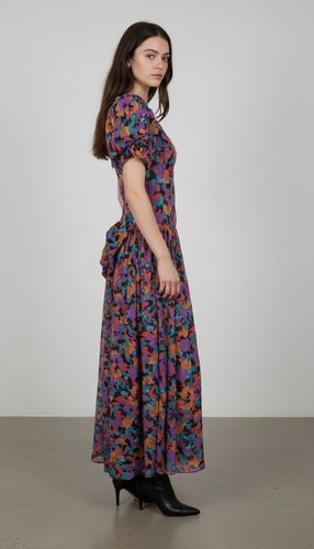 Vintage 80s maxi dress puff - dress,