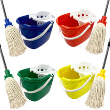 Mop and Bucket Set 12L Wringer Floor Mop Industrial Plastic Color Coded