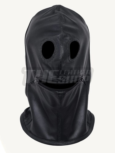Genuine leather bondage hood - leather,