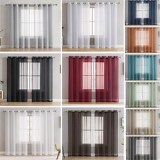Pair of  Voile Net Panels EYELET / RING TOP  Curtains + Free Tie Backs