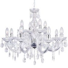 Litecraft Marie Therese Chandelier Ceiling 12 Arm With Free LED Bulbs - Chrome  