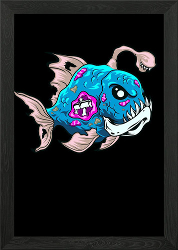Piranha fish zombie - zombie, framed