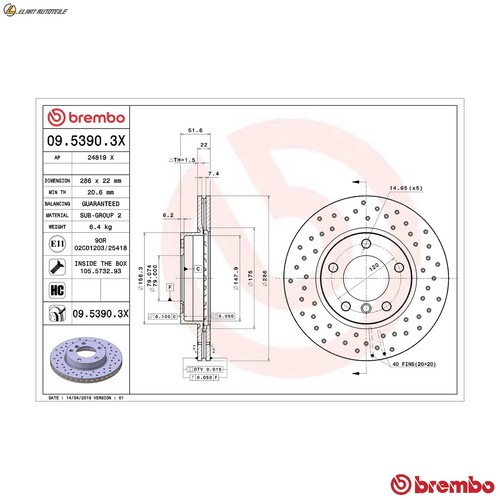 Brake discs 5390 3x - 2x, for