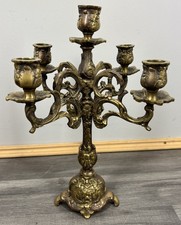 Candelabra Vintage French Brass 5 Arm Ornate Rococo Candle Holder LOT 4274