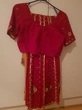 Red & Gold Ready Pleated Saree