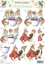 Peter Rabbit & Friends By BEATRIX POTTER A4 Decoupage Sheet Cardmaking STAPPOT03