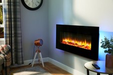 Wall Mounted Electric Fire/50" Holbeck Flat Glass LED Fireplace with Remote