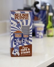 Slush Puppie Pack of 20 Paper Cups & Paper Straws Classic Slush Puppy Design