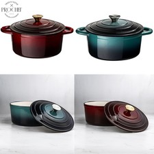 ProChef 26 cm Enameled Cast Iron Casserole Dish with Lid Round Slow Cooking Pot