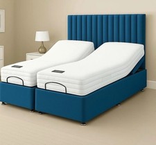 Pannel Design Electric Adjustable Velvet Bed – With Headboard and Mattresse
