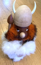 Wooden Danish Viking Figurine Red Beard Gonk Vintage Made in Denmark 11cm Tall