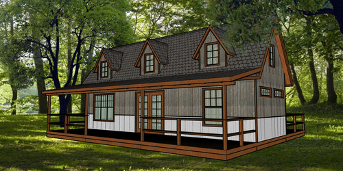 Small cabin 12ft 36ft gable - 36ft,