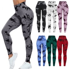 Women High Waist Gym Leggings Tie DYe Fitness Sports Running Ladies Yoga Pants