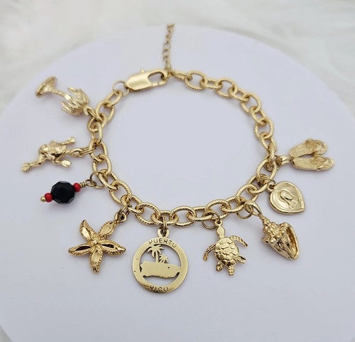 Gold puerto rico charm - puerto,