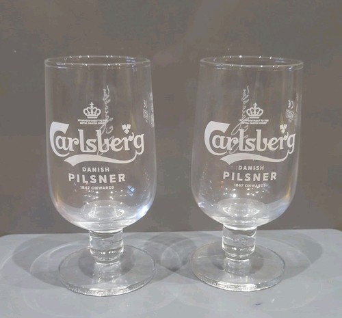 Carlsberg half pint glasses - x2,