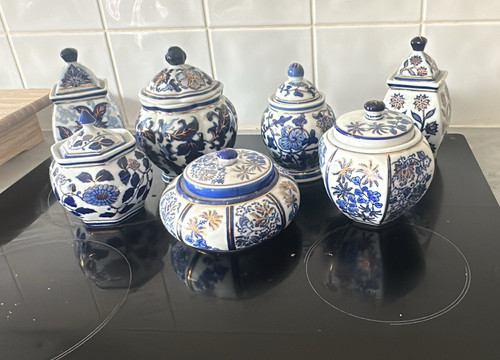 Set blue white ceramic - set,