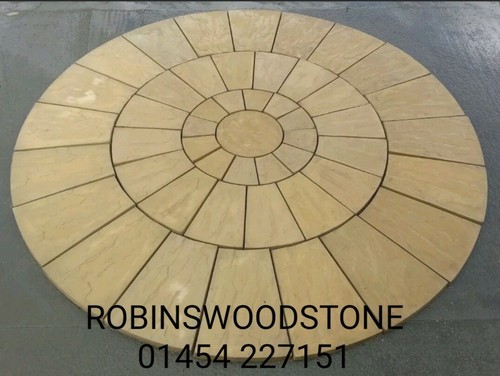 Concrete circle patio paving - concrete,