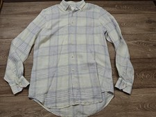 Pal Zileri 100% Linen Grey Checked Men's Long Sleeve Button Shirt Size 15 3/4 40