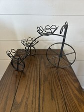Vintage Wrought Iron Old Fashioned Bicycle Plant Stand Candle Holder MCM DECOR