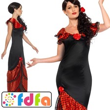 Smiffys Flamenco Spanish Senorita Dancer Ladies Fancy Dress Costume New
