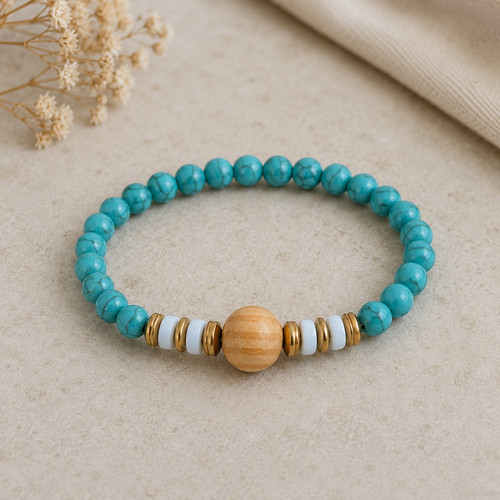 Turquoise stone look beaded - turquoise,