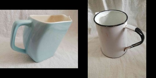 Vintage white blue enamel - white, +