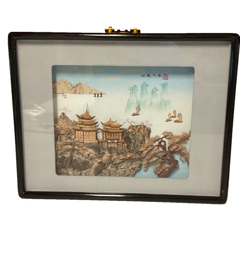 Vintage chinese cork carved - chinese,