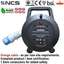 10m / 30ft Camping Tent Electric Mains Hook Up Reel Power Cable 16A Plug  RCD