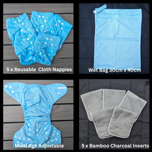 Blue reusable nappies 5 - 5,