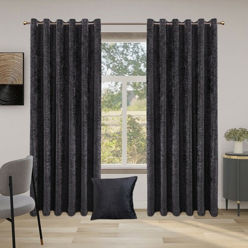 Crushed velvet curtains pair - velvet,